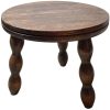 Vintage French Tripod Stool Chair Varnished Wood Milking Round Seat Twist Bobbin Leg Rest Stand Plinth Tabouret c1960's / EVE