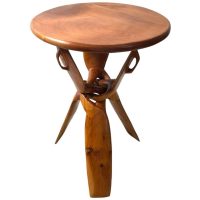 Vintage African Small Tabouret Table Africa Ornately Carved Wood Side Stand Display circa 1980's / EVE