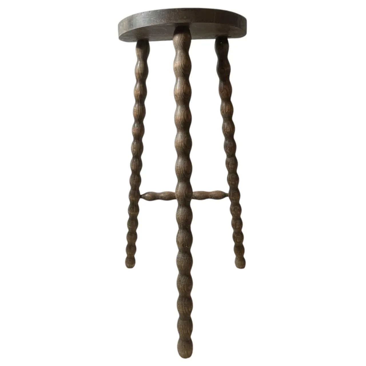 Vintage Stool French Tall Wooden Wood Bar Chair Seat Kitchen Table Farm D Shaped Seat Braced Tabouret c1960-70’s / EVE 5 Vintage Stool French Tall Wooden Wood Bar Chair Seat Kitchen Table Farm D Shaped Seat Braced Tabouret c1960-70's / EVE - Image 5