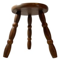 Vintage French Bobbin Small Stool Table Wooden Wood Chair Seat Ornament Display Rustic Rural Tabouret c1970's / EVE