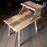 Vintage French Varnished Wood Hallway Unit Side Telephone Table Stand Tabouret Plinth Display Wooden c1950-60's / EVE