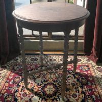 Antique French Small Low Table Plinth Wooden Wood Side Stand Flower Pot Ornament Display Shelf Bobbin Style Leg Tabouret c1920-30's / EVE