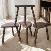 Vintage French Tripod Stool Chair Seat Varnished Wood Milking D Shaped Seat Bobbin Leg Rest Stand Plinth Tabouret Farmhouse c1960-70's / EVE