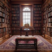 Vintage English Country House Small Footstool Stool Wooden Wood Chair Cushioned Fabric Seat c1950-60's / EVE