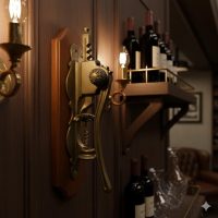 Vintage French Ornate Wall Mounted Brass Corkscrew Cork Puller Bottle Opener Wine Bar Cafe Restaurant Decor circa 1980-90's / EVE