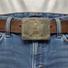Vintage French Hong Kong Style Brass Belt Buckle Featuring Bruce Lee and a Dragon circa 1970's / EVE