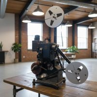 Vintage French Pathe Baby 9.5 Film Projector with Dual Reels 1920-1930's / EVE