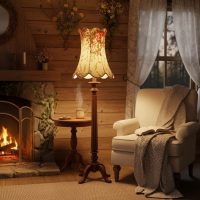 Vintage French Decorative Fabric Scalloped Lampshade with a Floral Print Cottage Core Chic c1980-90's / EVE