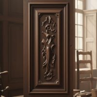 Antique French Carved Wooden Cabinet Door Panel with Baroque Rococo style motifs circa 1870-1900's / EVE