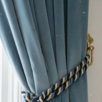 Vintage French Decorative Twisted Dark Blue and Light Blue Rope Curtain Tieback c1950's / EVE