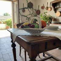 Vintage Italian Ceramic White Fruit Basket with Woven Design and Glossy Fruits Centerpiece Summer Display c1960s / EVE