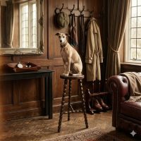 Vintage French Tall Wooden Tripod Stool with Turned Bobbin Legs and Round Top Stand Plinth Table Tripod Tabouret T Brace c1960's / EVE