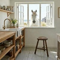 Vintage French Wooden Tripod Stool with Turned Bobbin Legs and Round Top Yellow Toned Stand Table Tripod T Brace REPAIR c1960's / EVE