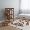 Vintage Thai Three Tier Rattan Shelf Unit with Wooden Shelves circa 1970-80's / EVE