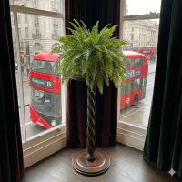 Antique French Carved Dark Wood Pedestal Plant Stand with a Twisted Column One Legged Side Table with  c1920's / EVE