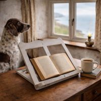Vintage French Folding Wooden Bookstand with a White Grey Painted Finish Shabby Chic c1930 - 1940's / EVE
