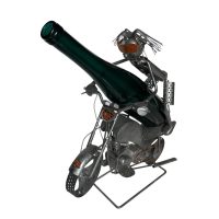 Vintage French Decorative Motorcycle Wheelie Stunt Jump Metal Drinks Bottle Wine Holder Display Bar Cafe circa 2000 / EVE