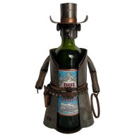 Vintage German Decorative Cowboy Metal Drinks Bottle Wine Holder Display Bar Cafe circa 2000 / EVE