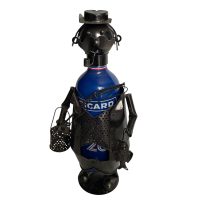 Vintage French Decorative Fisherman Fishing Metal Drinks Bottle Wine Holder Display Bar Cafe circa 2000 / EVE