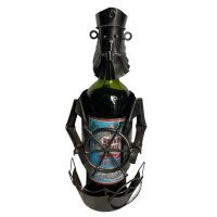 Vintage French Ships Captain At Wheel Metal Drinks Bottle Wine Holder Display Bar Cafe circa 2000 / EVE