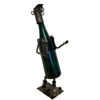 Vintage French Decorative Footballer Football Soccer Metal Drinks Bottle Wine Holder Display Bar Cafe circa 2000 / EVE