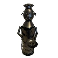 Vintage French Decorative Cook Chef Meatball Metal Drinks Bottle Wine Holder Display Bar Cafe circa 2000 / EVE