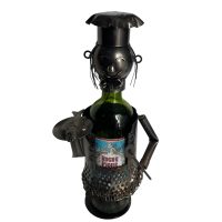 Vintage French Decorative Cook Fish Chef Metal Drinks Bottle Wine Holder Display Bar Cafe circa 2000 / EVE