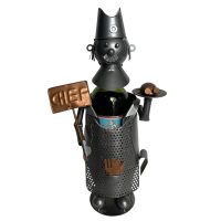 Vintage French Decorative Cook Chicken Chef Metal Drinks Bottle Wine Holder Display Bar Cafe circa 2000 / EVE