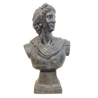 Alternative view of Vintage Italian Patinated Composite Bust Sculpture of the Apollo Belvedere Black Painted on a Plinth c1970s / EVE
