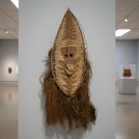 Vintage Papua New Guinea Sepik River Woven Ceremonial Mask Extra Large Wall Hanging 1950-60's / EVE