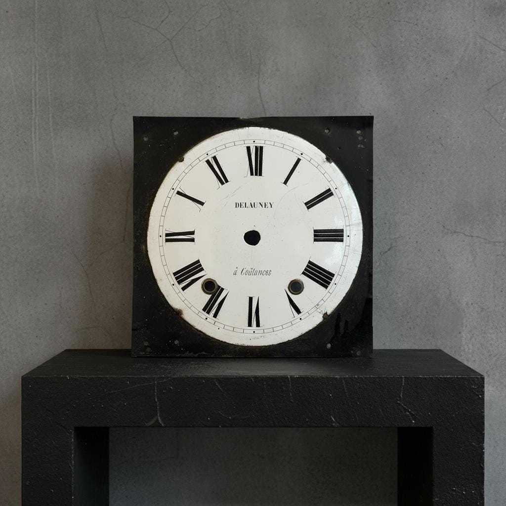 Antique French Enamel Clock Face with Roman Numerals Clock Timepiece For Spares Repairs by Delauney of Coutances 1900’s / EVE Antique French Enamel Clock Face with Roman Numerals Clock Timepiece For Spares Repairs by Delauney of Coutances 1900's / EVE