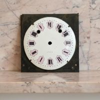 Antique French Enamel Clock Face with Pink Roman Numerals and Metal Backing Clock Timepiece For Spares Repairs 1900's / EVE