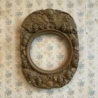 Antique French Ornate Cast Metal Oval Clock Pediment with Grapevine and Wheat motifs Damaged 1900's / EVE