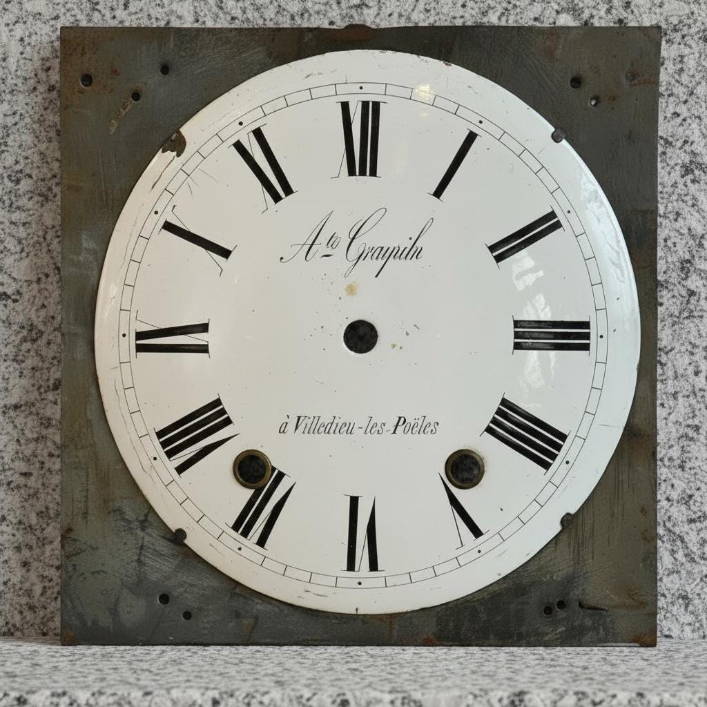 Antique French Enamel Clock Face with Roman Numerals Clock Timepiece For Spares Repairs by Ate Goupil Villedieu les Poêles 1900’s / EVE Antique French Enamel Clock Face with Roman Numerals Clock Timepiece For Spares Repairs by Ate Goupil Villedieu les Poêles 1900's / EVE