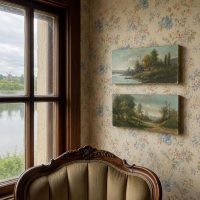 Antique French Pair of Oil Landscape Paintings signed Benneau circa 1890 - 1900's / EVE