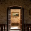 Antique French Oil Painting of a Coastal Church Chapel on a Cliff with Damage to the Canvas signed L Tirob circa 1890's / EVE
