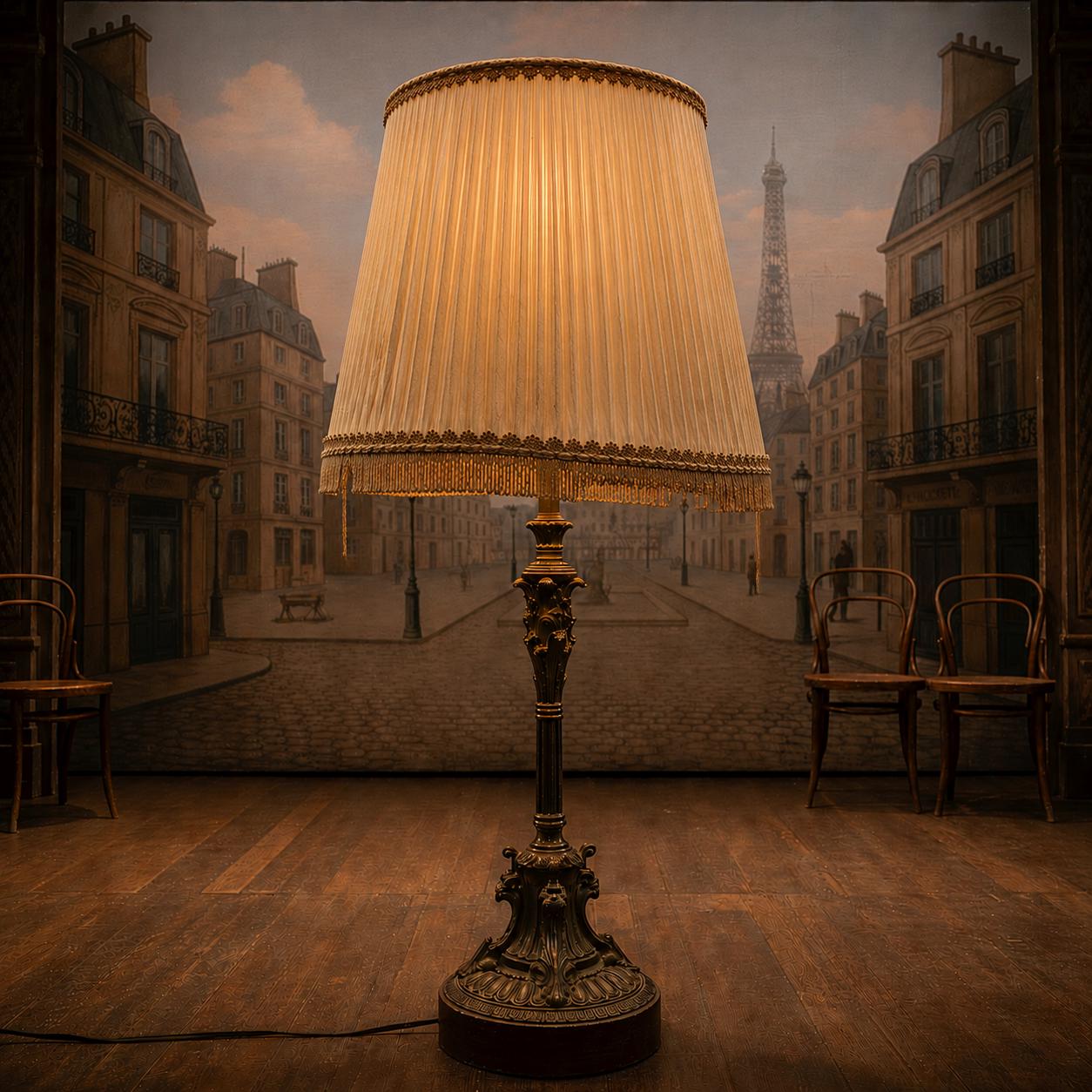 Antique French Pleated Fabric Lampshade with Gold Trim and Fringe DAMAGED c1920’s / EVE Antique French Pleated Fabric Lampshade with Gold Trim and Fringe DAMAGED c1920's / EVE