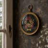 Vintage French Gold Plastic Framed Dried Flower Bouquet under Domed Glass Wall Decor c1960's / EVE