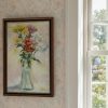 Vintage French Impressionist Style Oil Painting of a Floral Bouquet in a Glass Vase Signed Yurande c1980's / EVE