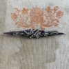 Antique French Art Deco Art Deco Sterling Silver Bar Pin with Marcasite and Onyx Stones Miniature Badge Patina Jewellery 1920s / EVE