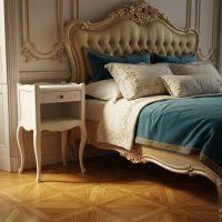 Vintage French Distressed White Wooden Nightstand with Drawer and Cabriole Legs circa 1960's / EVE