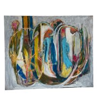 Vintage French Abstract Expressionist Oil Painting with Thick Impasto 1970's / EVE