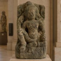 Antique Medieval South Indian Stone Carving of a Seated Deity 11th 13th Century / EVE