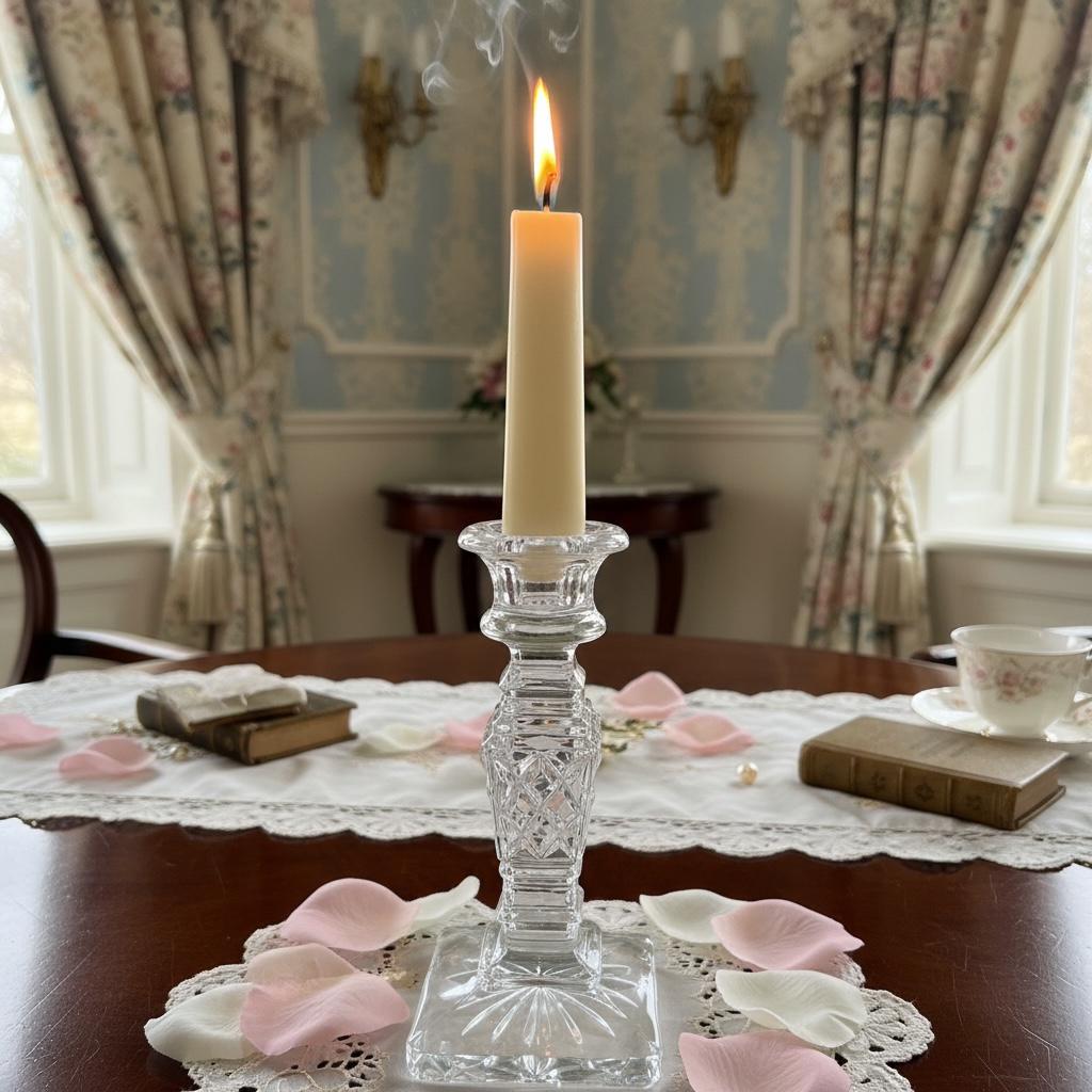 Vintage French Mid Century Clear Lead Crystal Candlestick with Diamond Cut Detailing circa 1960’s / EVE Vintage French Mid Century Clear Lead Crystal Candlestick with Diamond Cut Detailing circa 1960's / EVE