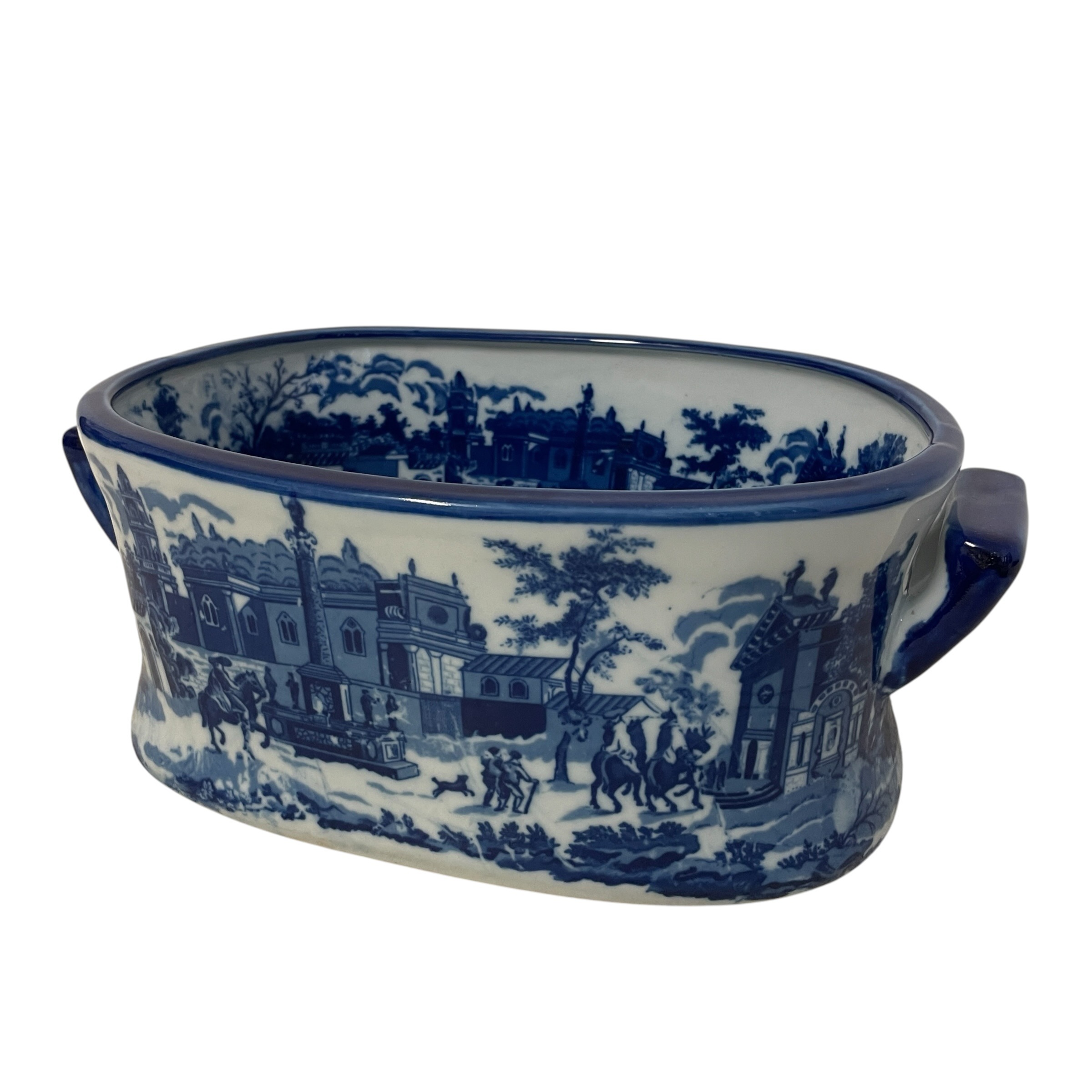Antique English Blue and White Transferware Ironstone Plant Pot by Victoria Ware Decor Display c1910 / EVE 4 Antique English Blue and White Transferware Ironstone Plant Pot by Victoria Ware Decor Display c1910 / EVE - Image 4