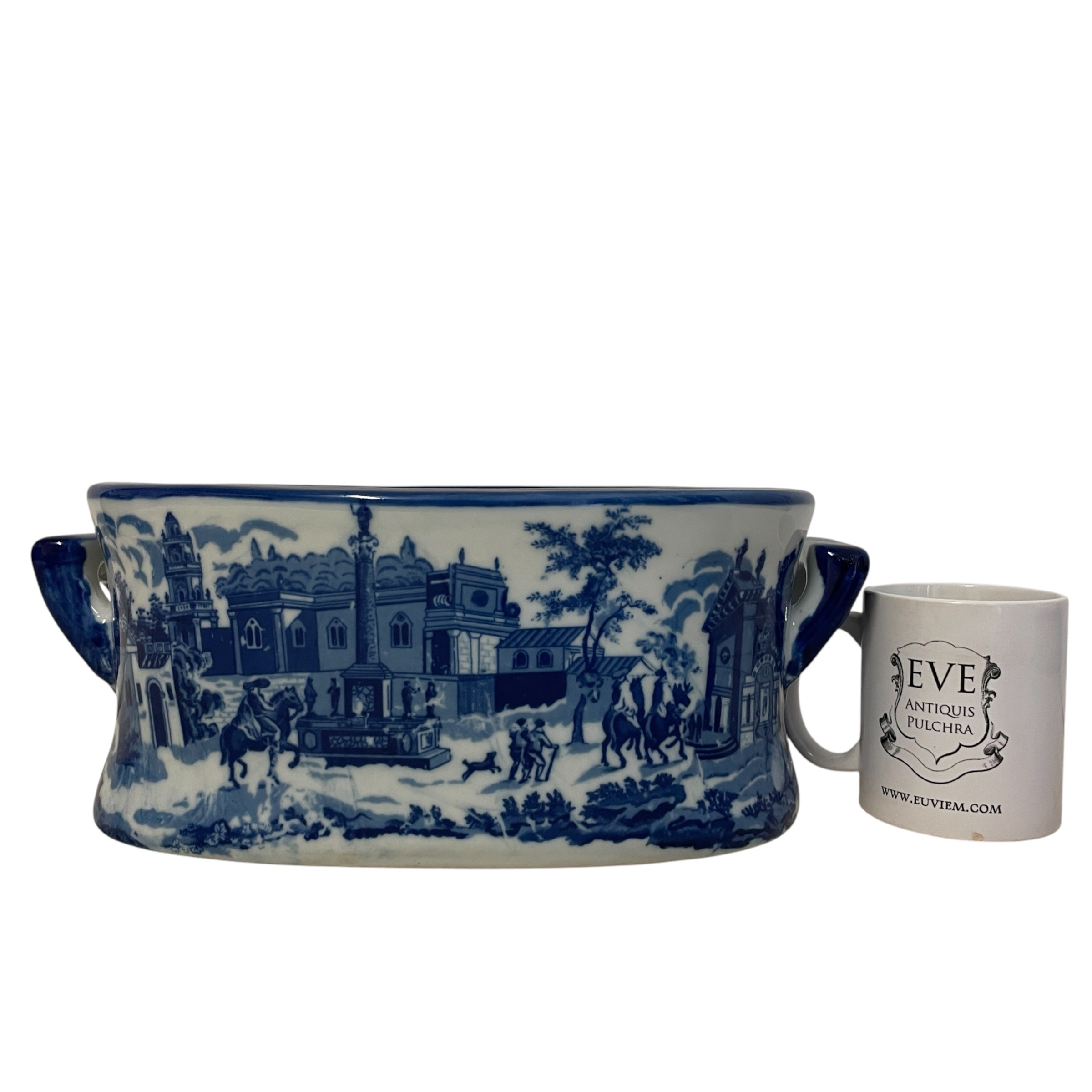 Antique English Blue and White Transferware Ironstone Plant Pot by Victoria Ware Decor Display c1910 / EVE 3 Antique English Blue and White Transferware Ironstone Plant Pot by Victoria Ware Decor Display c1910 / EVE - Image 3