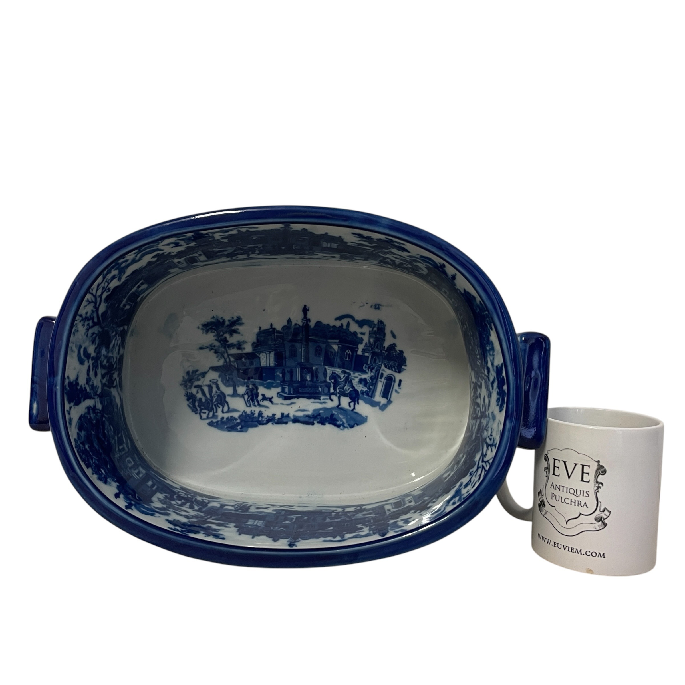 Antique English Blue and White Transferware Ironstone Plant Pot by Victoria Ware Decor Display c1910 / EVE 2 Antique English Blue and White Transferware Ironstone Plant Pot by Victoria Ware Decor Display c1910 / EVE - Image 2