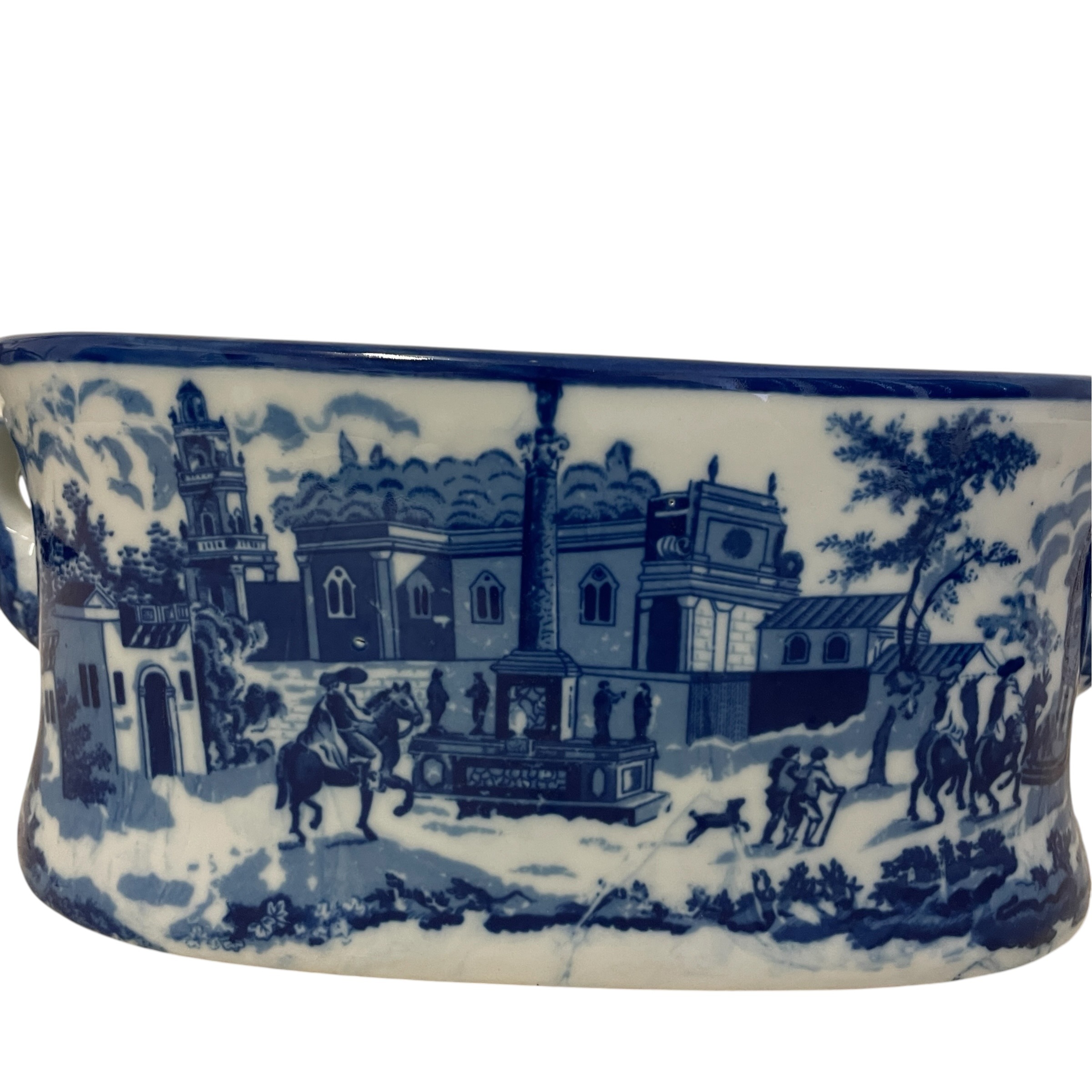 Antique English Blue and White Transferware Ironstone Plant Pot by Victoria Ware Decor Display c1910 / EVE 9 Antique English Blue and White Transferware Ironstone Plant Pot by Victoria Ware Decor Display c1910 / EVE - Image 9