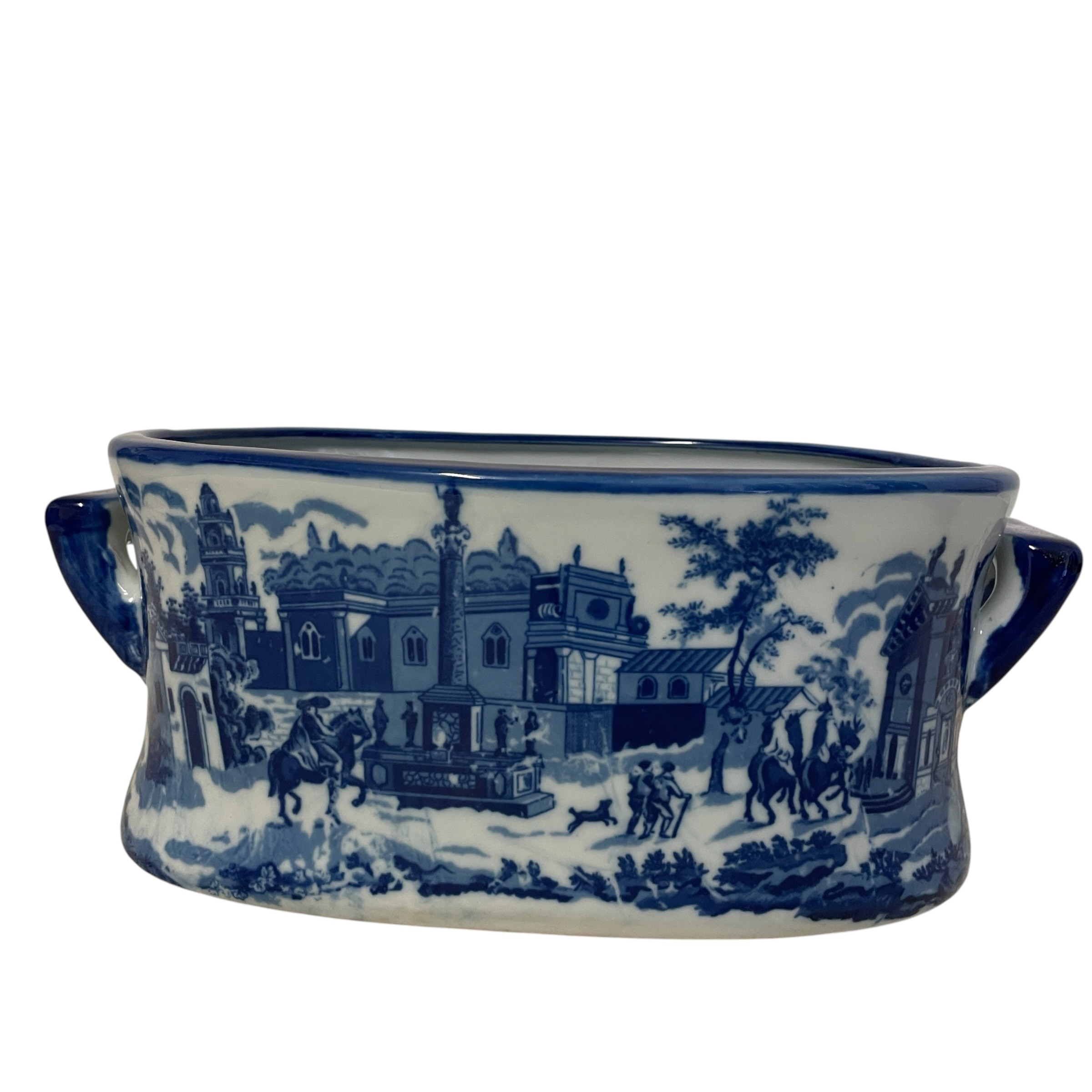 Antique English Blue and White Transferware Ironstone Plant Pot by Victoria Ware Decor Display c1910 / EVE 7 Antique English Blue and White Transferware Ironstone Plant Pot by Victoria Ware Decor Display c1910 / EVE - Image 7