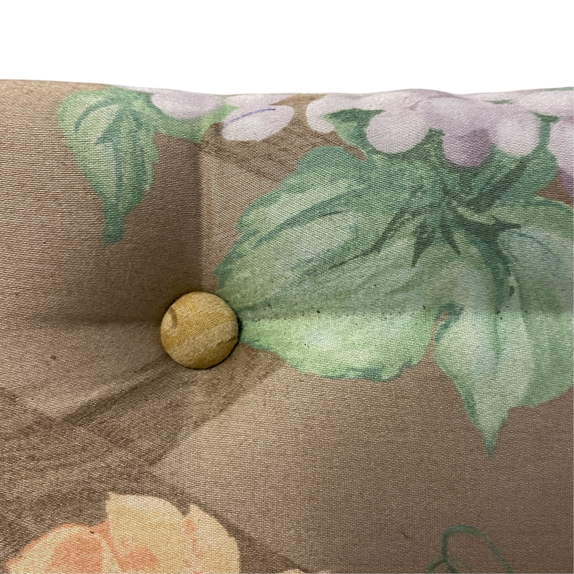 Vintage French Tufted Floral Tapestry Upholstered Footstool with Fringe Trim Cushioned Fabric Seat c1970’s / EVE 4 Vintage French Tufted Floral Tapestry Upholstered Footstool with Fringe Trim Cushioned Fabric Seat c1970's / EVE - Image 4